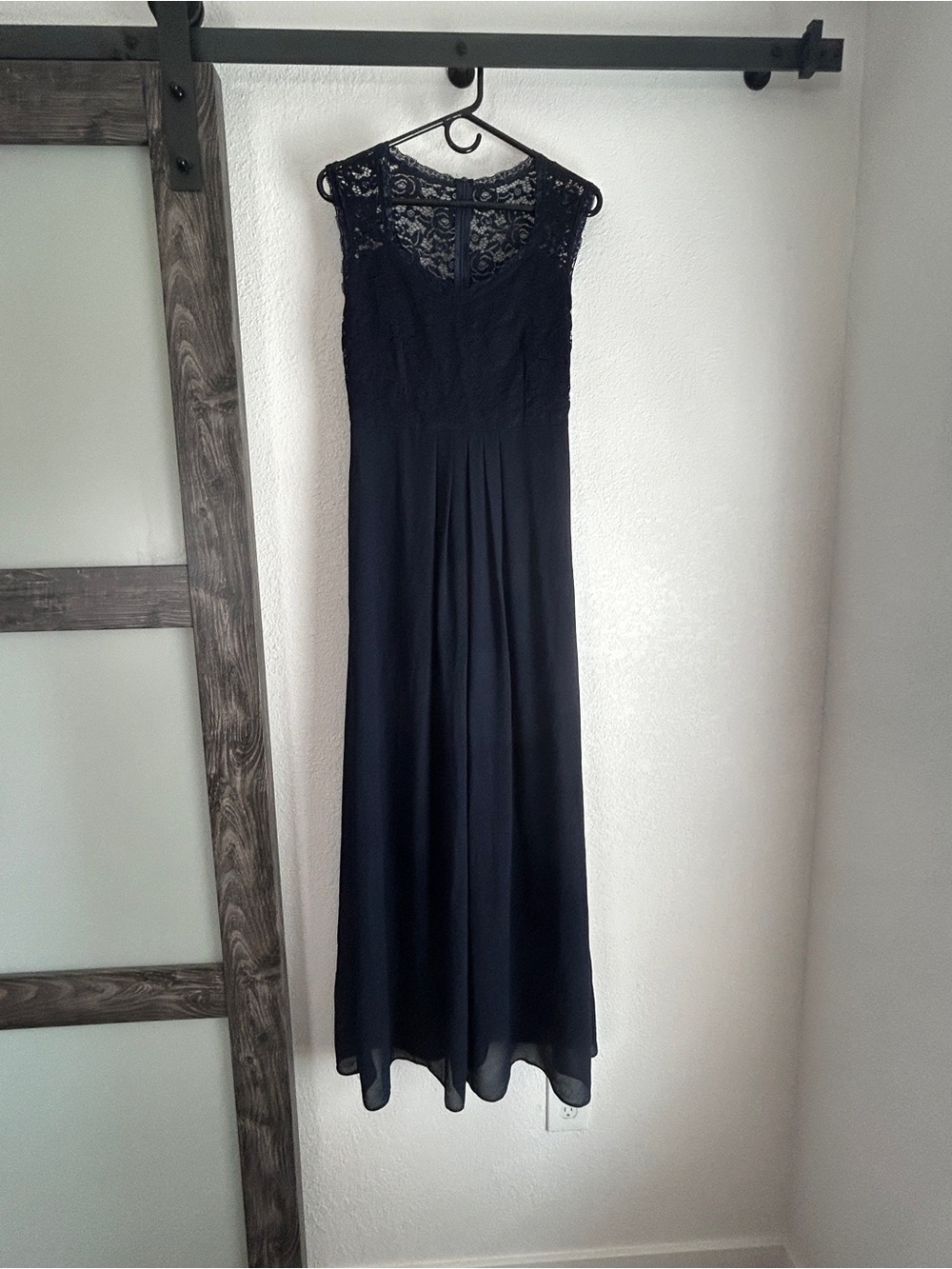 Miusol Black Lace Bodice Chiffon Maxi Dress